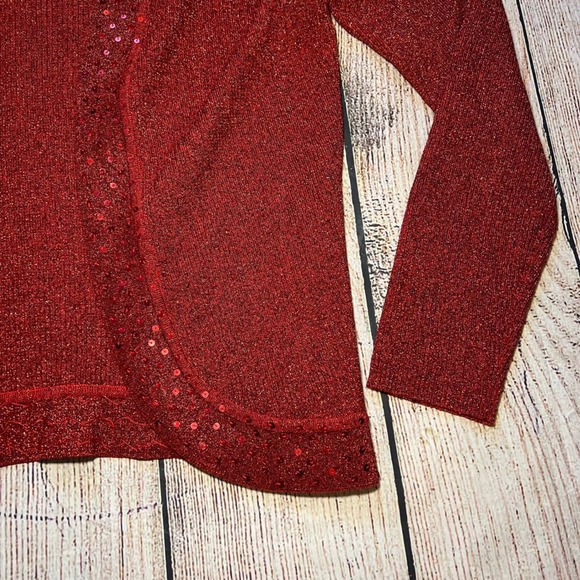 VTG Once Again 2 Piece Cardigan Tank Top Set Womens 1X Red Holiday Metallic Xmas - Picture 3 of 10